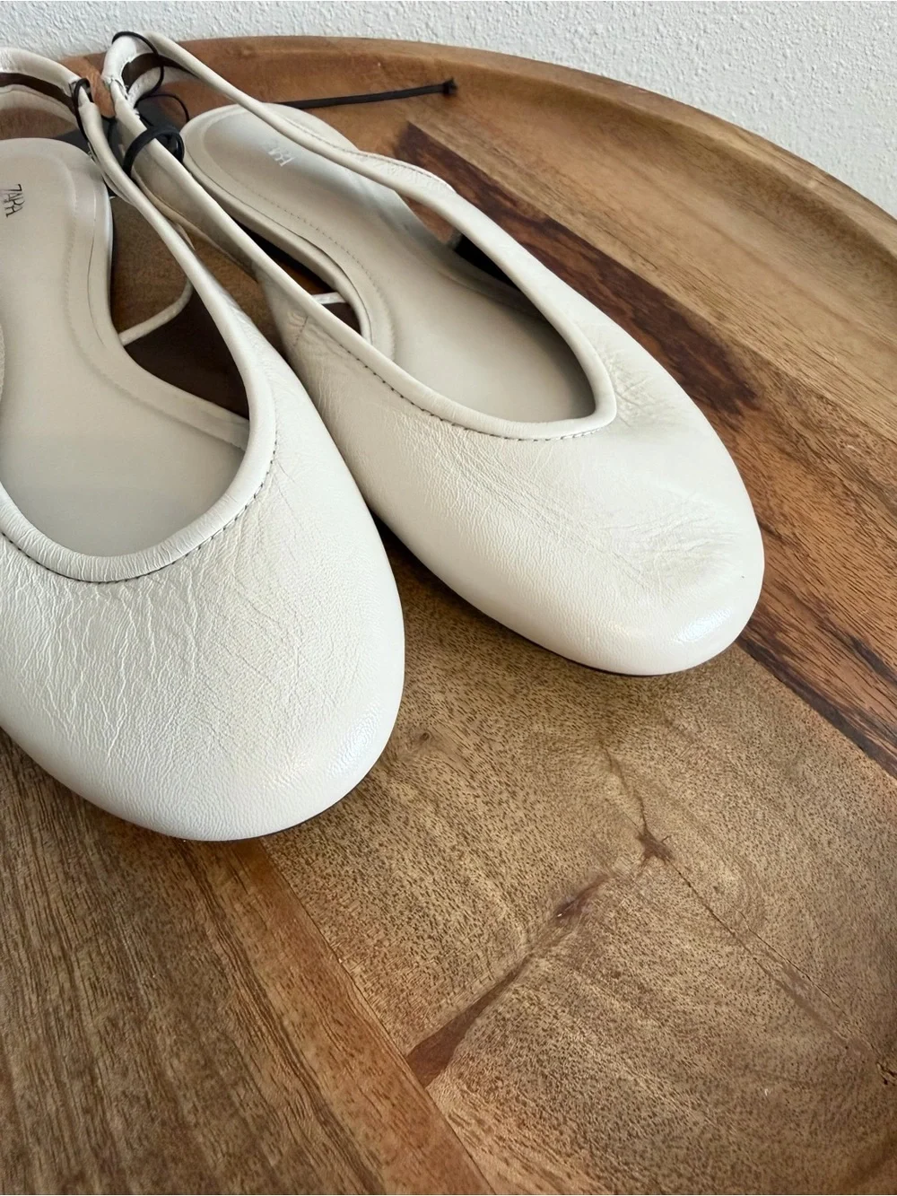 NWT Zara Leather Slingback Flats Size 39